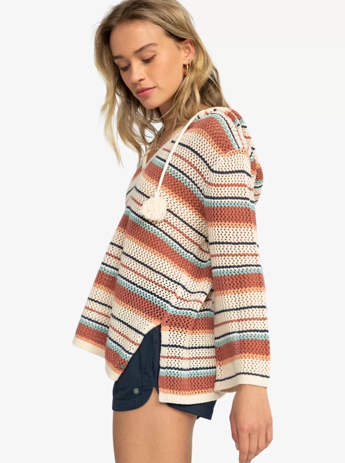 After Beach Break Stripe Poncho Hoodie-ROXY Shop