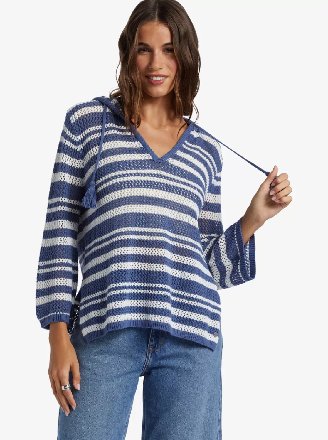 After Beach Break Stripe V-Neck Sweater-ROXY Best Sale