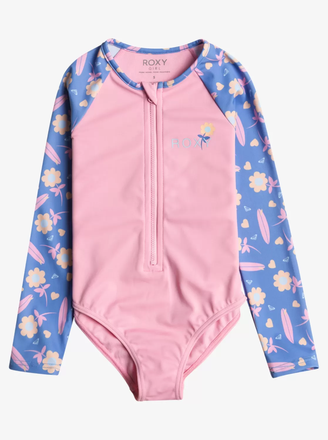 Girls 2-7 Lorem Long-Sleeve Front-Zip Swimsuit-ROXY Hot