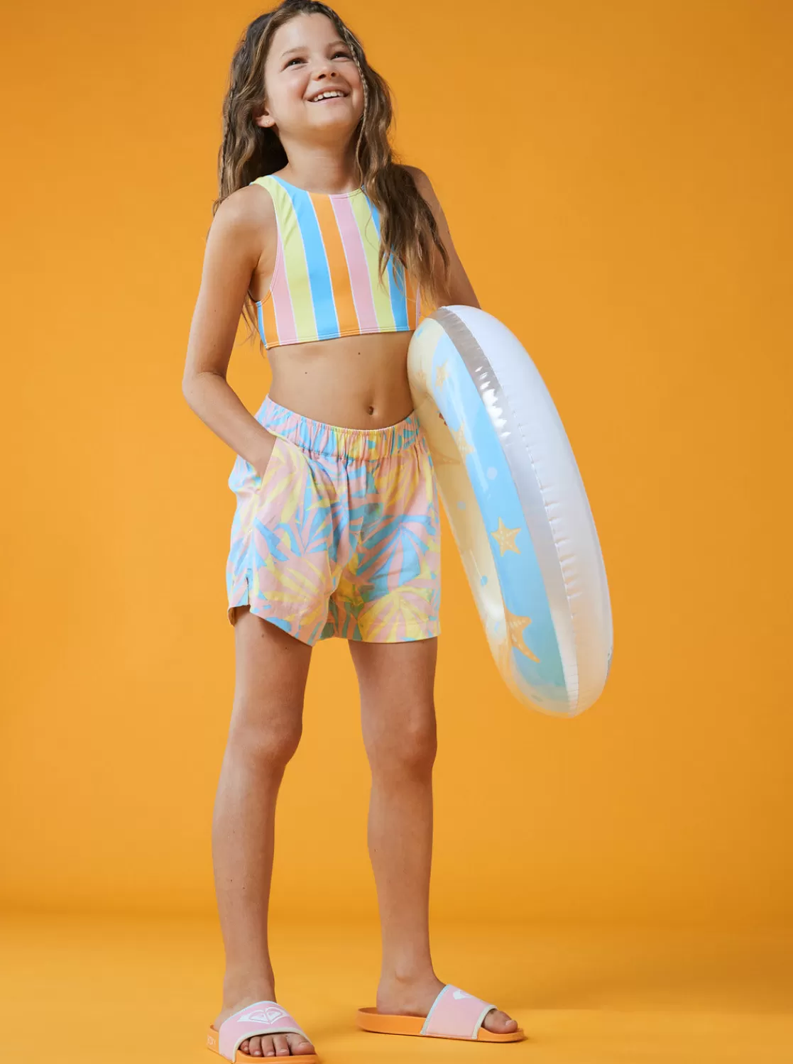 Girls 4-16 Last In Paradise Two Piece Crop Top Bikini Set-ROXY Discount