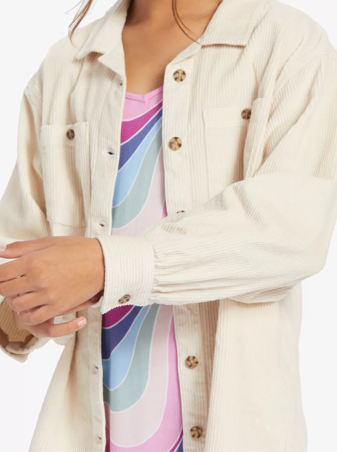 Girls' 4-16 Something Beautiful Solid Oversized Corduroy Shirt-ROXY Discount