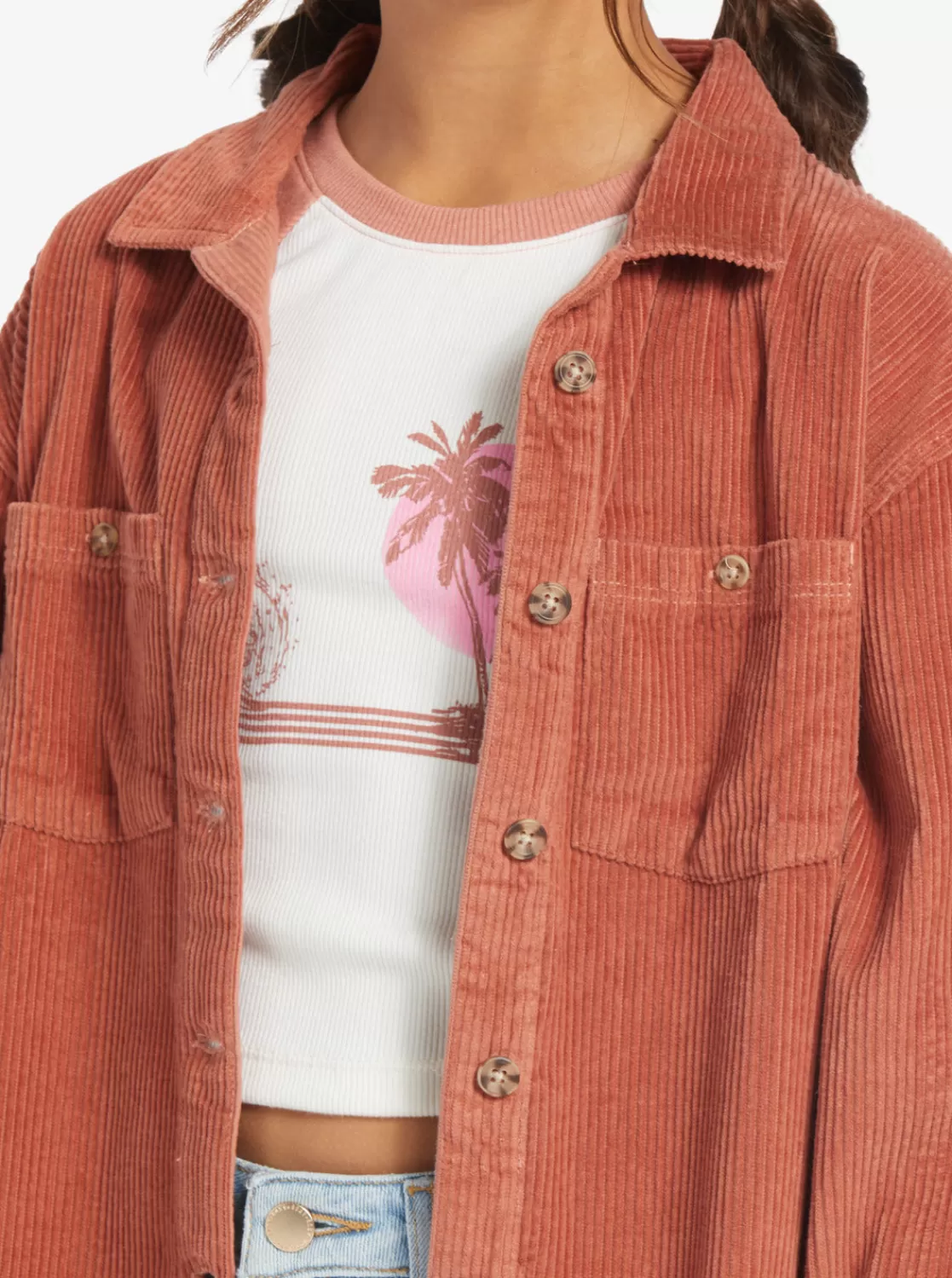 Girls' 4-16 Something Beautiful Solid Oversized Corduroy Shirt-ROXY Online