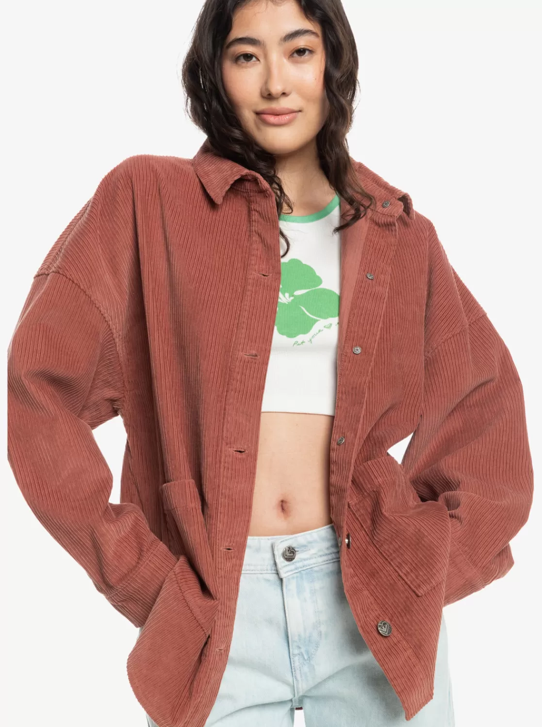Kick Back Washed Corduroy Long Sleeve Overshirt-ROXY New