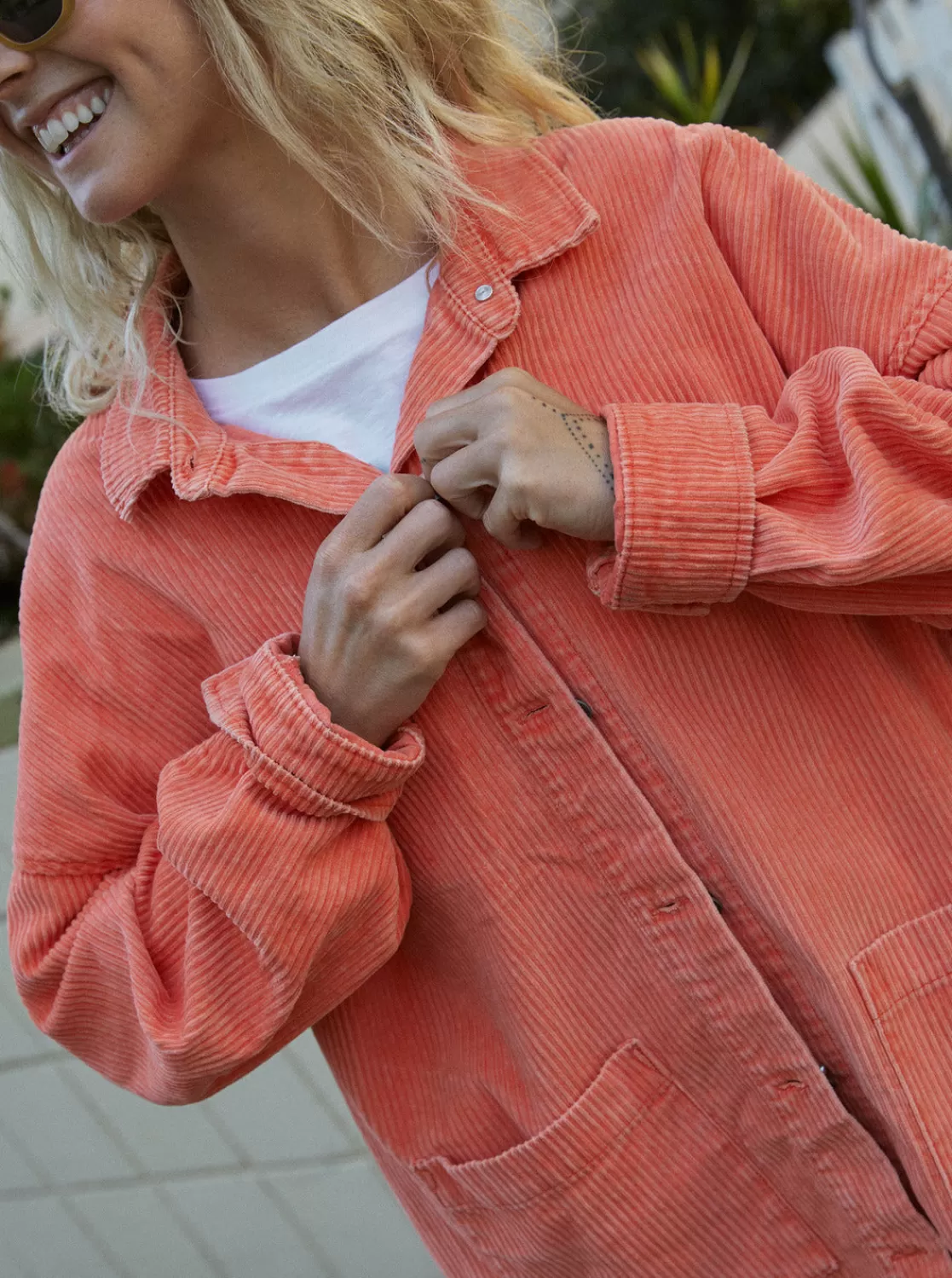 Kick Back Washed Corduroy Long Sleeve Overshirt-ROXY Cheap