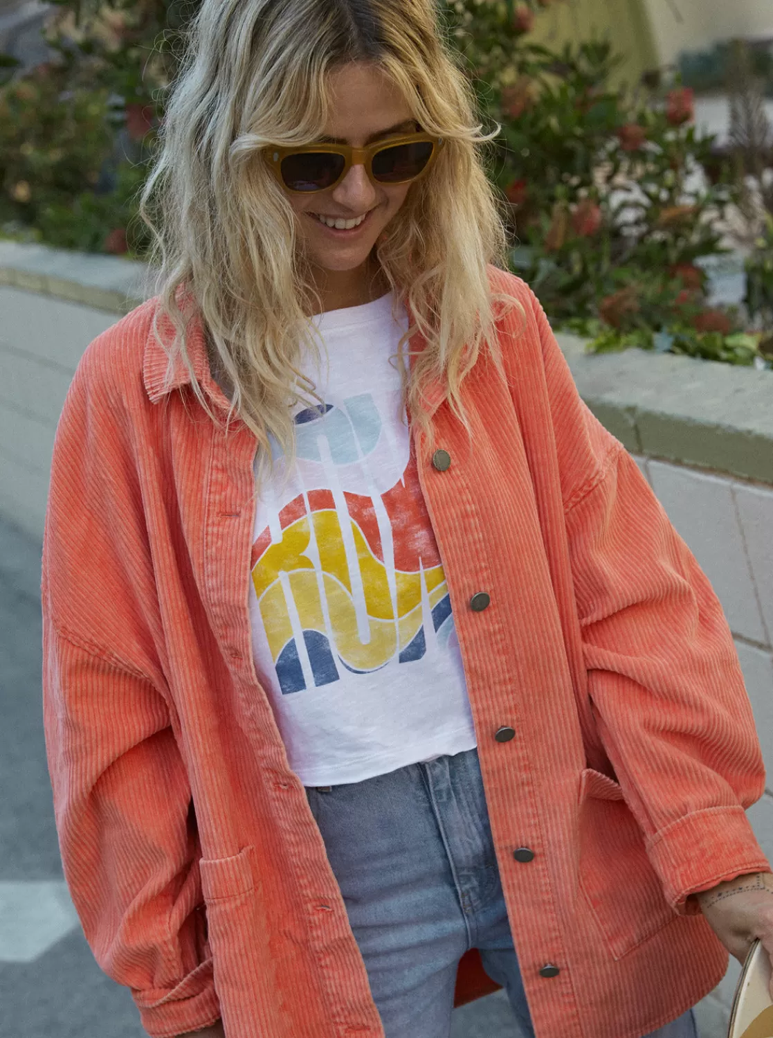 Kick Back Washed Corduroy Long Sleeve Overshirt-ROXY Cheap