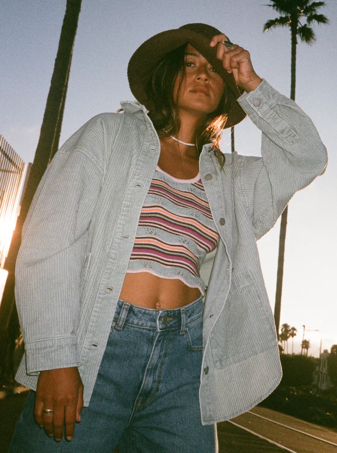 Kick Back Washed Corduroy Long Sleeve Overshirt-ROXY Fashion
