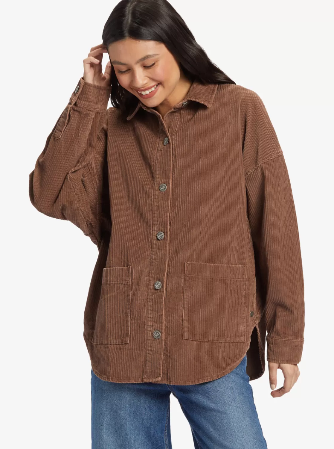 Kick Back Washed Corduroy Long Sleeve Overshirt-ROXY Store