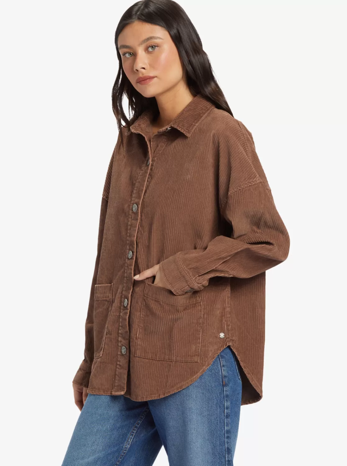 Kick Back Washed Corduroy Long Sleeve Overshirt-ROXY Store